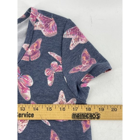 NWT CY Fashion Women's Blue Pink Butterfly Print Shirt Top Twist Front Size S - Picture 8 of 10
